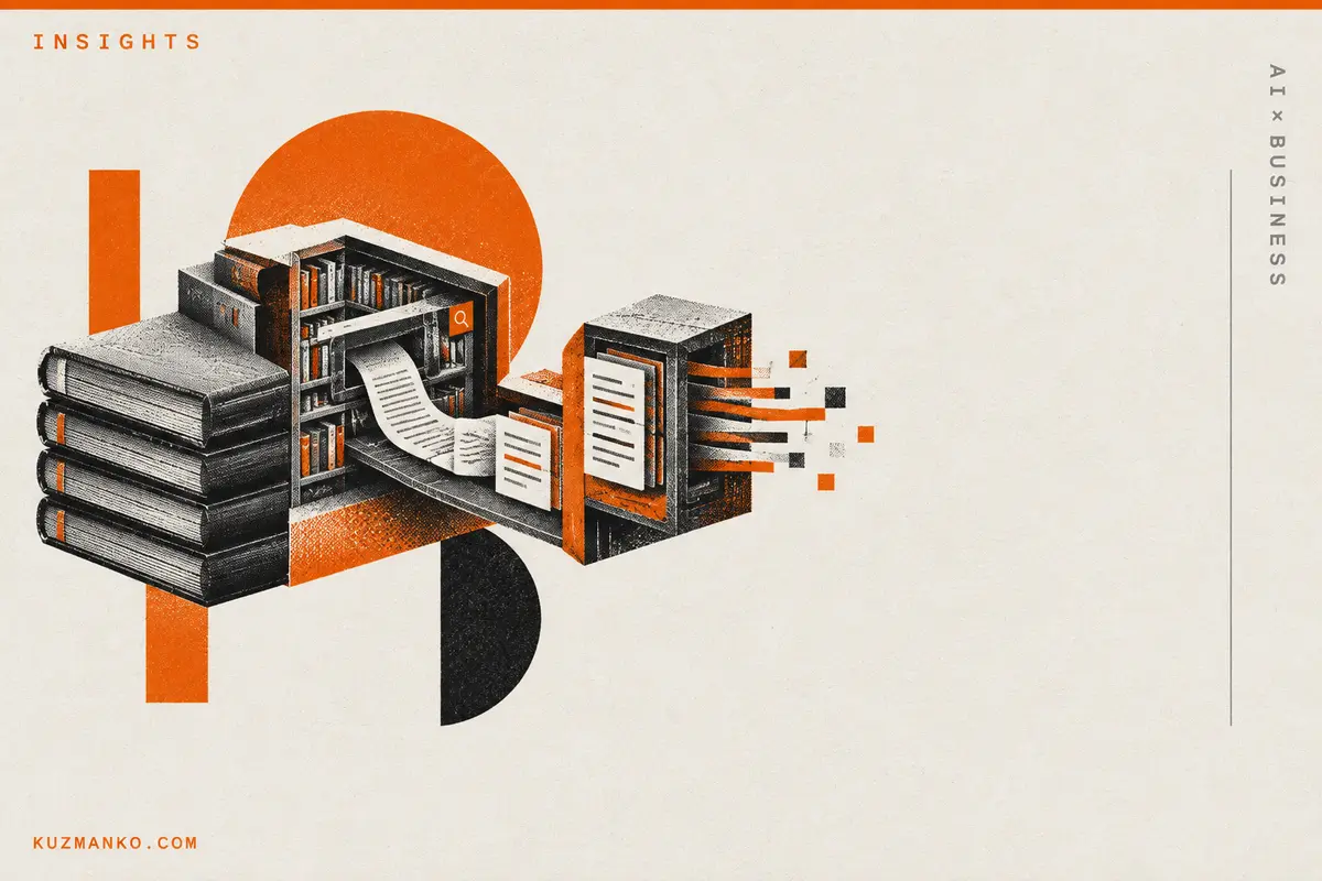 Abstract black-and-orange risograph compass symbolizing a choice between knowledge and behavior