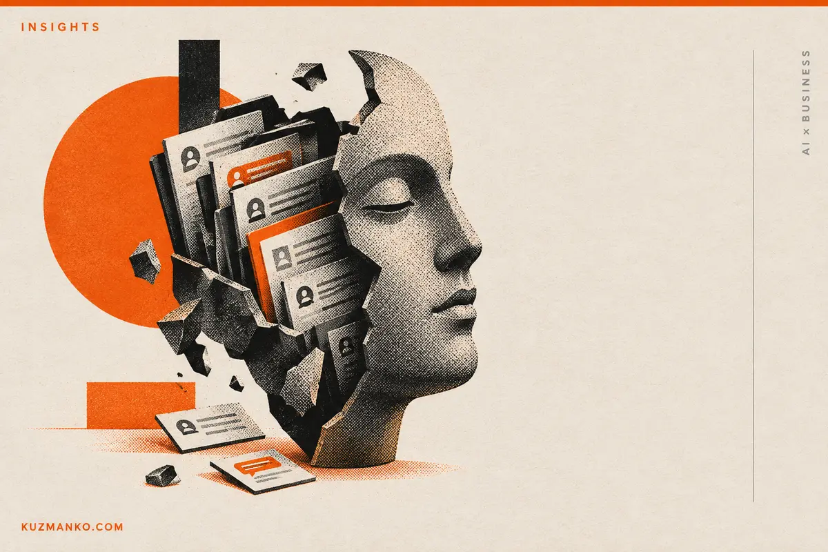 Black-and-orange risograph illustration of an open safe, symbolizing sensitive data left with an AI provider