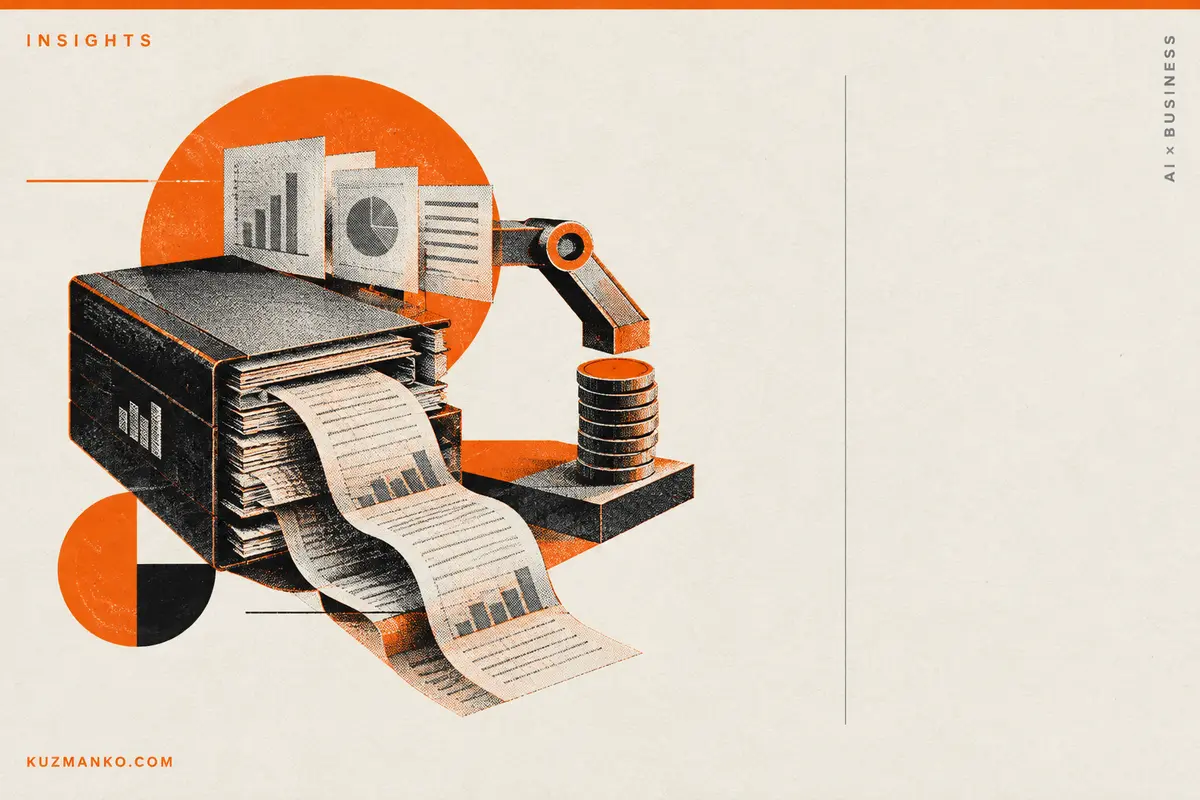 Black-and-orange risograph illustration of a locked ledger, symbolizing controlled financial automation.