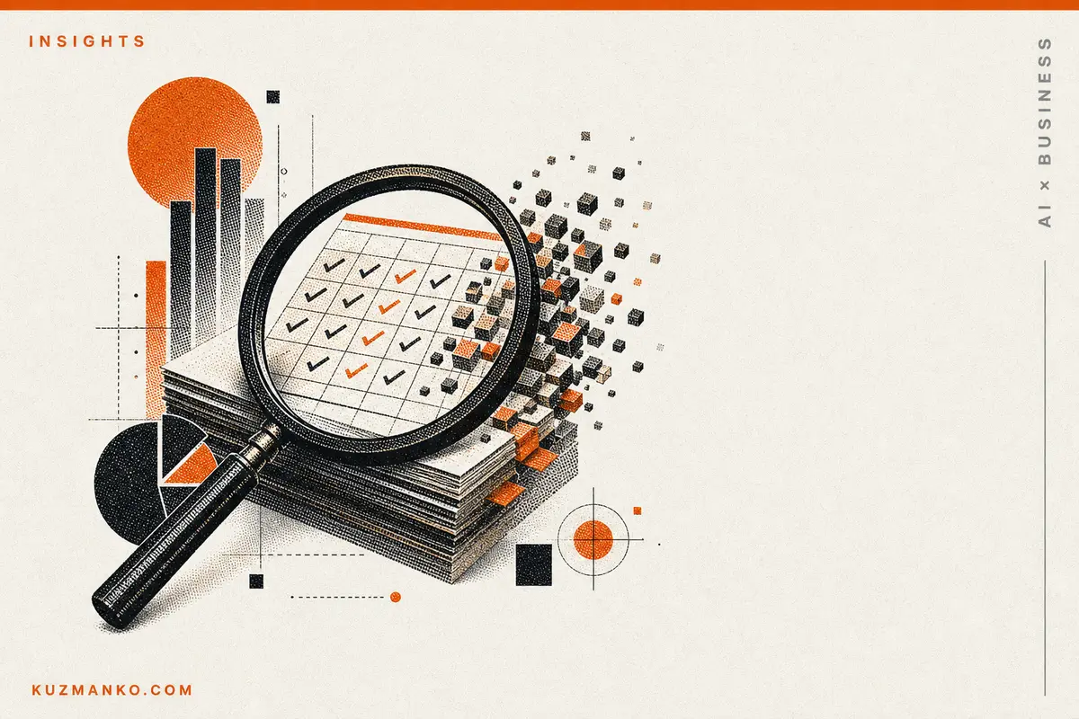 RAG overfitting concept illustration with a risograph-style data target and geometric AI business analytics cover.